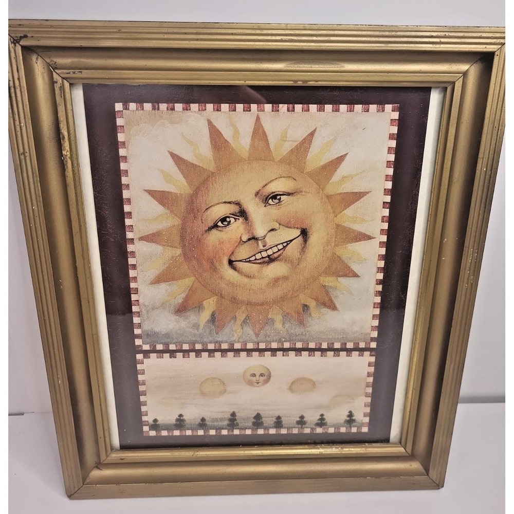 David Carter Brown Celestial Sun Wood Framed Wall Art Print Just Over 12.5x14.5"